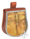Bolsa medieval em pele castanha com frente em latão (19,5x14 cm.)