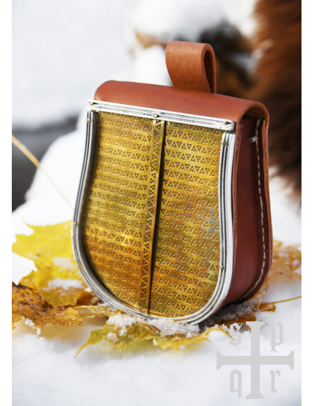 Bolsa medieval em pele castanha com...