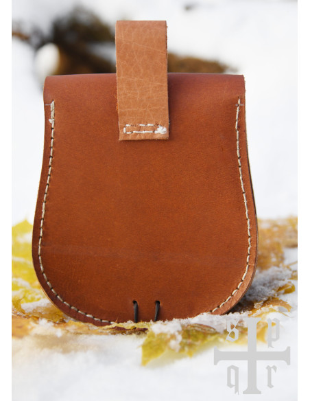 Bolsa medieval em pele castanha com...
