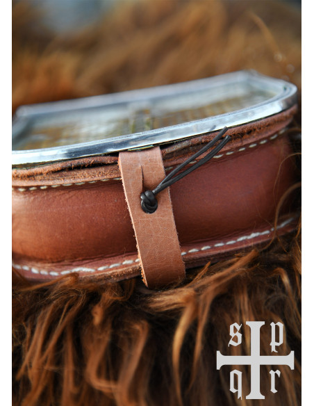 Bolsa medieval em pele castanha com...