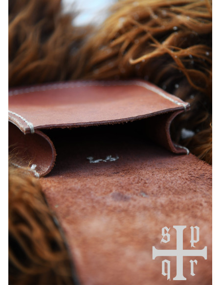 Bolsa medieval em pele castanha com...