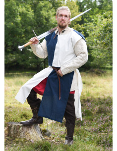 Sobretudo medieval Eckhart em dois tons azul e branco