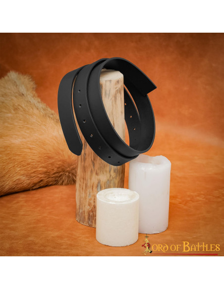 Cinto medieval de couro preto sem...