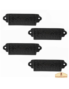 Conjunto de 4 puxadores de gaveta medievais (9,3x2,2 cm.)