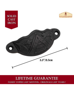 Conjunto de 4 puxadores de gaveta medievais (8,4x3,5 cm.) 2