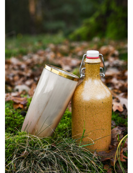 Vidro de chifre medieval com borda de...