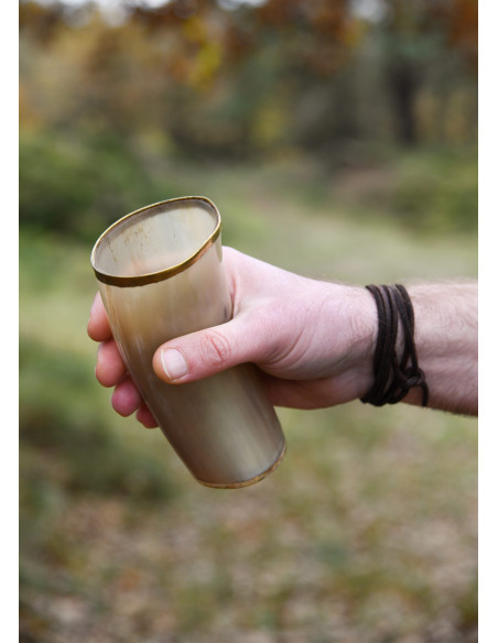 Vidro de chifre medieval com borda de...