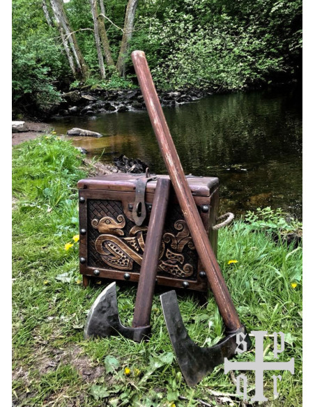 Machado barbudo Viking, forjado à mão...