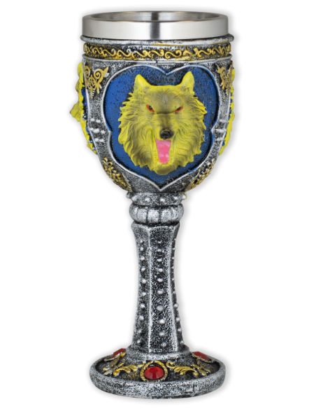 Taça ornamental com figura de lobo...
