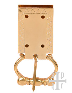 Fivela de cinto medieval gravada em latão