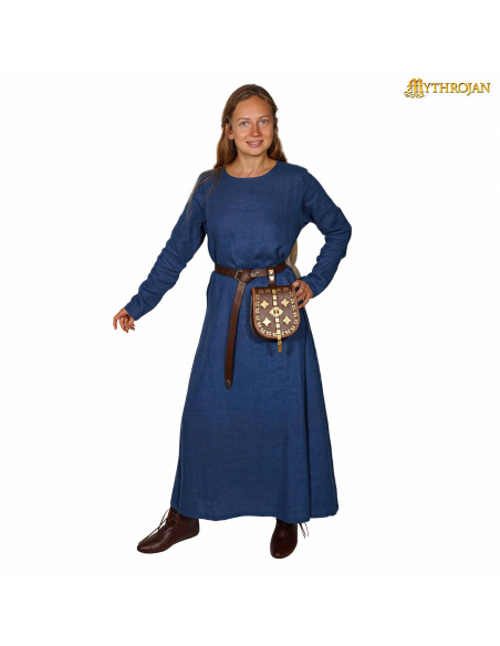 Vestido Viking de linho feminino...