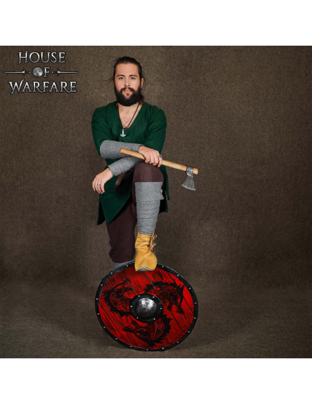 Escudo Viking redondo de madeira...