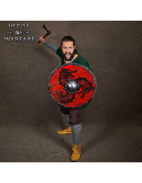 Escudo Viking redondo de madeira...