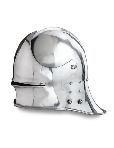 Capacete alemão Sallet em aço polido, séc.