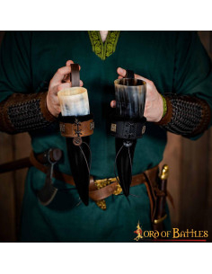 Tahalí para chifres em couro forrado, preto (400 ml.) 2