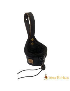 Tahalí para chifres em couro forrado, preto (400 ml.)