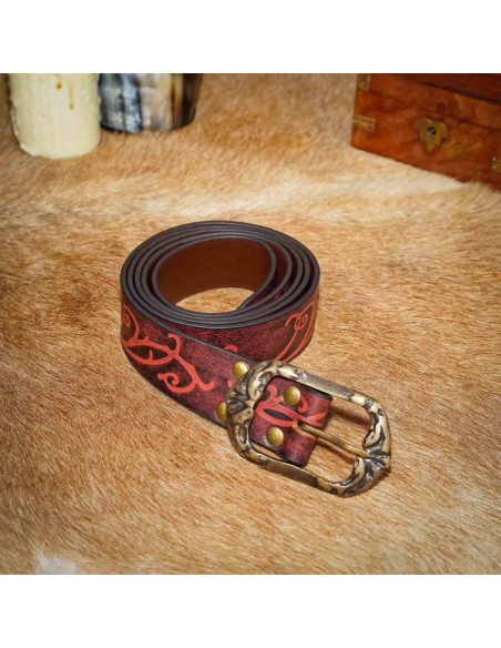 Cinto renascentista em couro granada...