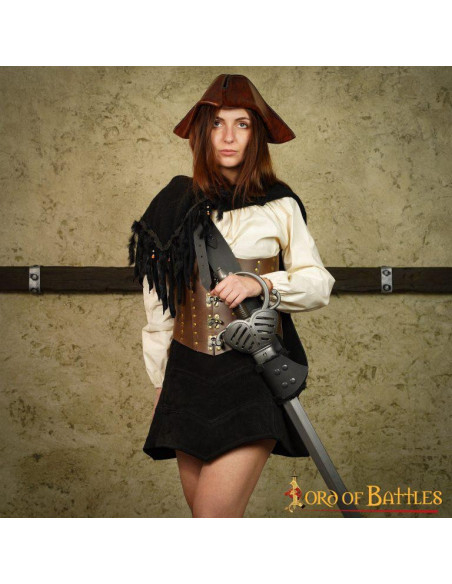 Saia gótica de couro de camurça com...