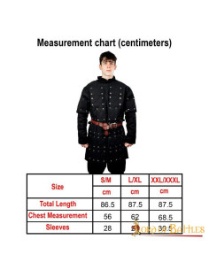 Brigandine preto com placas de metal de aço rebitadas 2