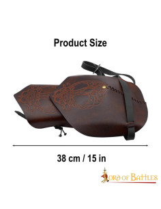 Ombreiras de couro Viking modelo Yggdrasil Mjolnir 2