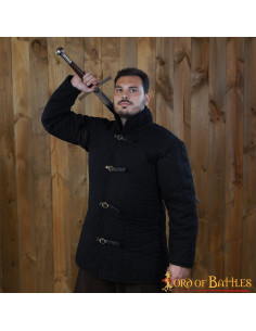Gambeson medieval acolchoado tipo 1, preto