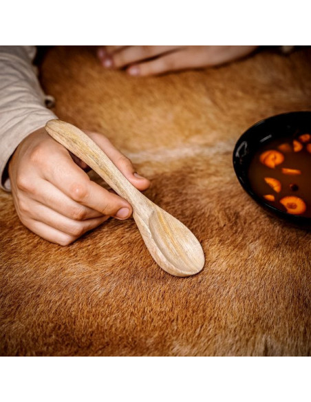 Colher medieval de madeira funcional,...