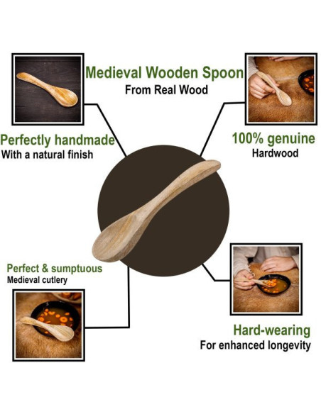 Colher medieval de madeira funcional,...