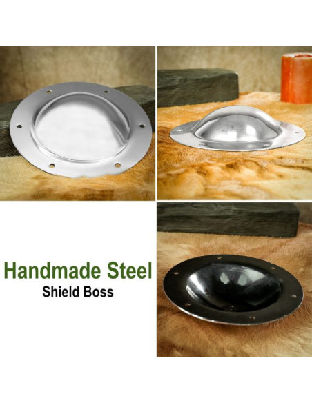 Umbo medieval de aço feito à mão para...