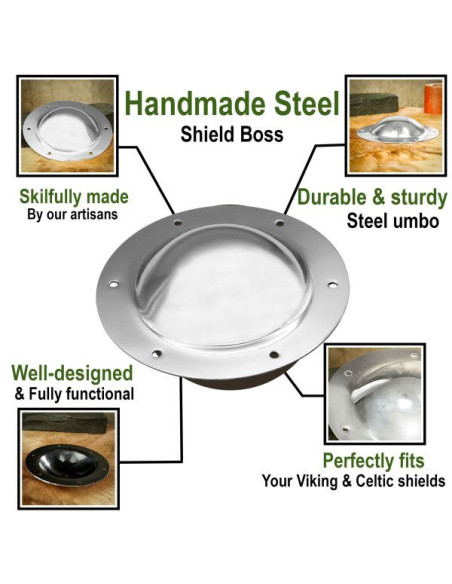 Umbo medieval de aço feito à mão para...