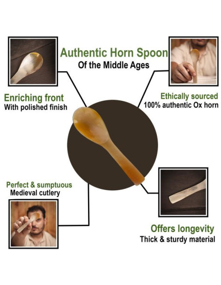 Conjunto de 4 colheres de chifre reais