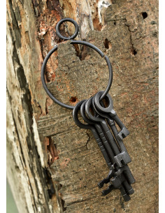 Conjunto de 5 chaves e chaveiro da prisão medieval 2