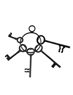 Conjunto de 5 chaves e chaveiro da prisão medieval