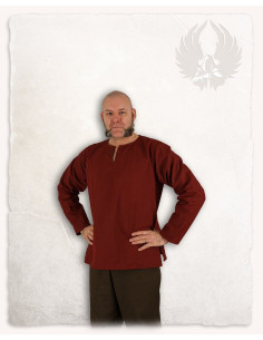 Camisa medieval fechada modelo Rurik, bordô
