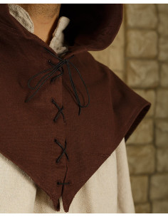 Gugel medieval de algodão modelo Folke, marrom 2