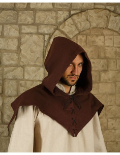 Gugel medieval de algodão modelo Folke, marrom