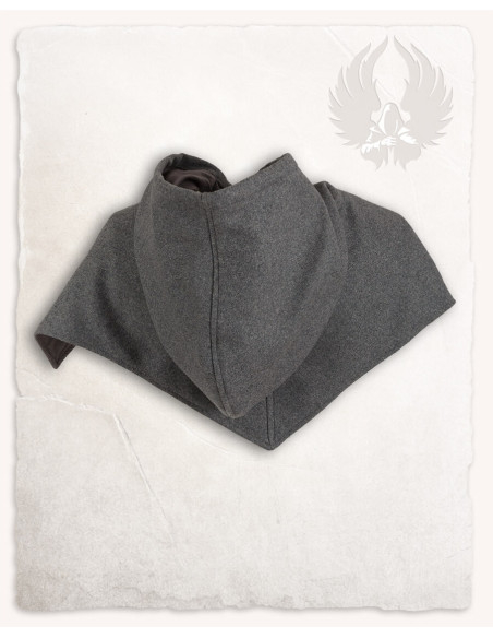 Gugel de lã medieval modelo Folke, cinza