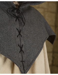Gugel de lã medieval modelo Folke, cinza 2