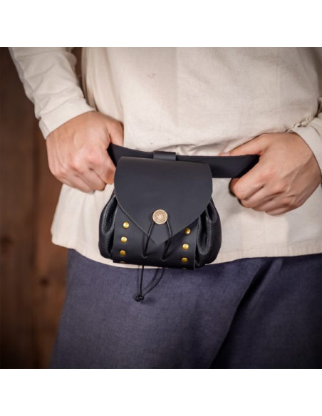 Bolsa de cintura medieval em pele com...