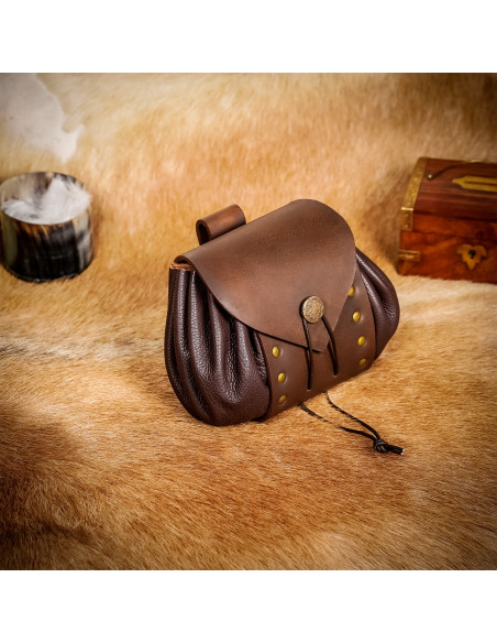 Bolsa de cintura medieval em pele com...