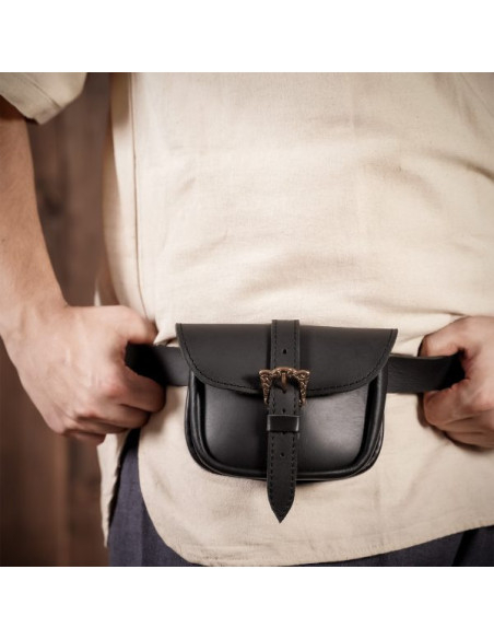 Bolsa de couro com fivela de latão celta