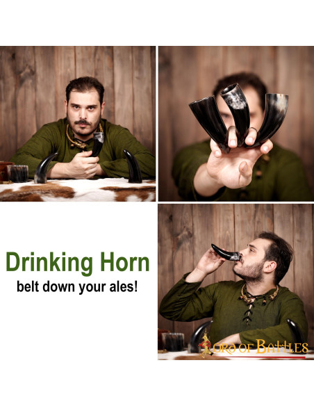 Conjunto de 3 chifres de boi Viking...