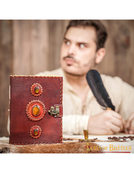 Diário de couro medieval genuíno