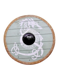 Escudo Viking Fenrir com acabamento em couro, 80 cm....