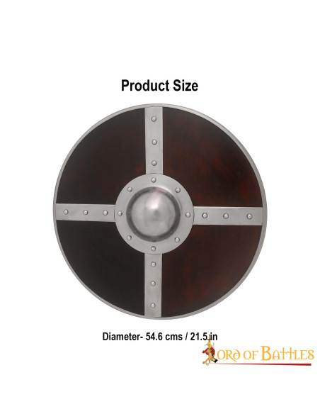 Escudo viking de madeira com umbo de aço