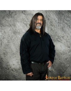 Camisa medieval Thor preta para homem 2