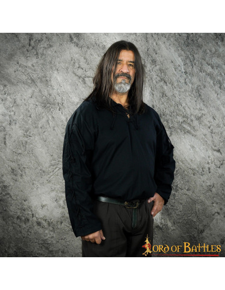 Camisa medieval Thor preta para homem