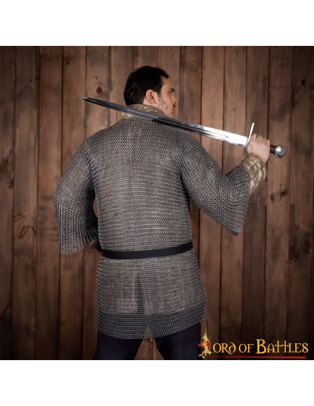 Cota de malha Haubergeon medieval,...