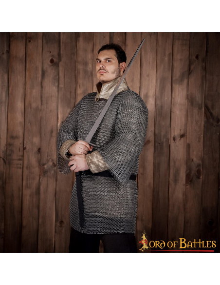 Cota de malha Haubergeon medieval,...