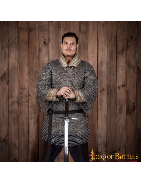 Cota de malha Haubergeon medieval,...