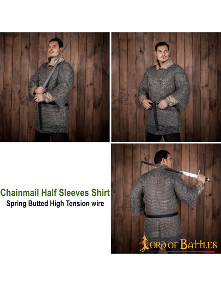 Cota de malha Haubergeon medieval,...